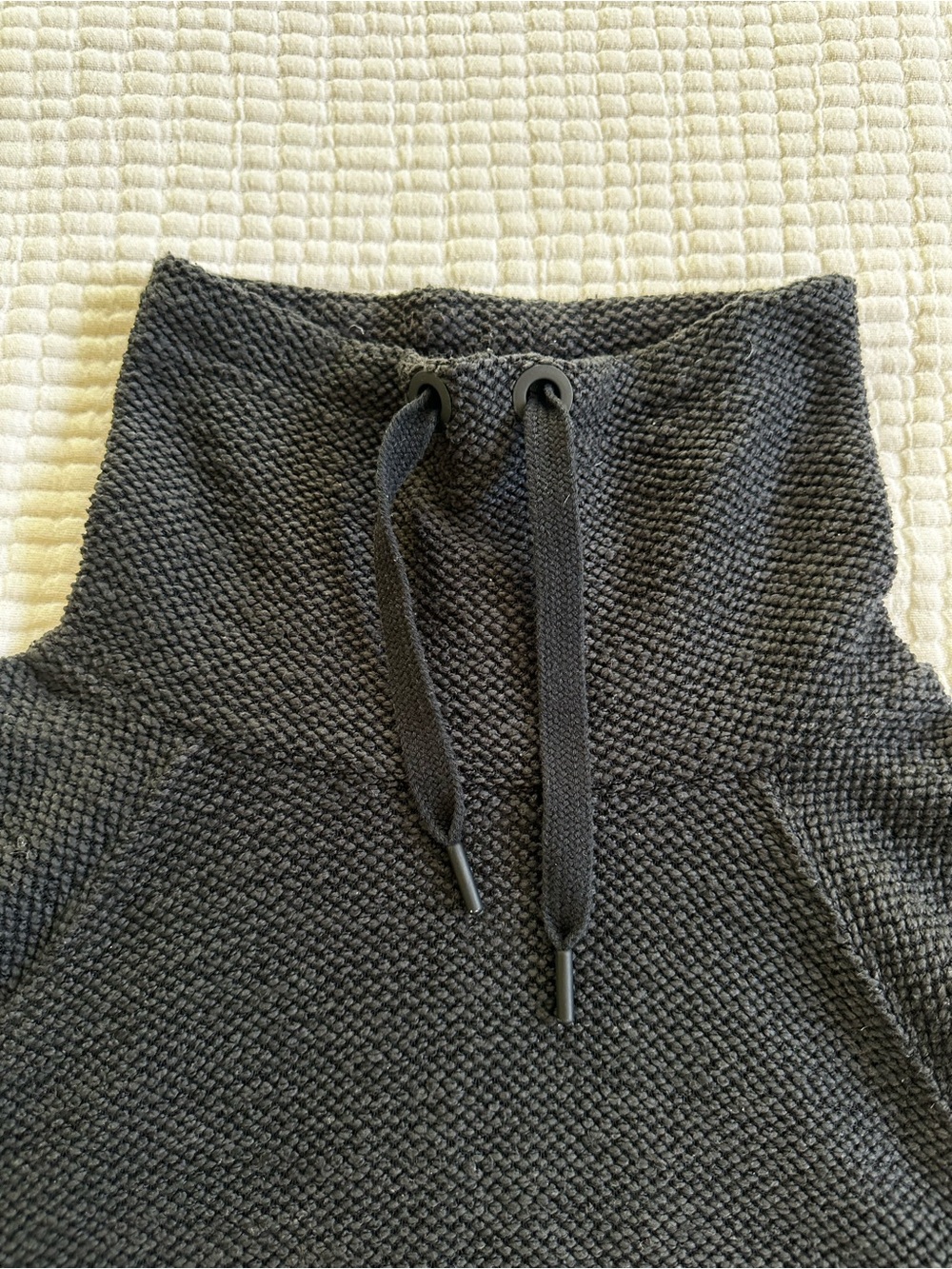 Aerie OFFLINE Cozy Charcoal Knit Pullover with Drawstring Funnel Neck